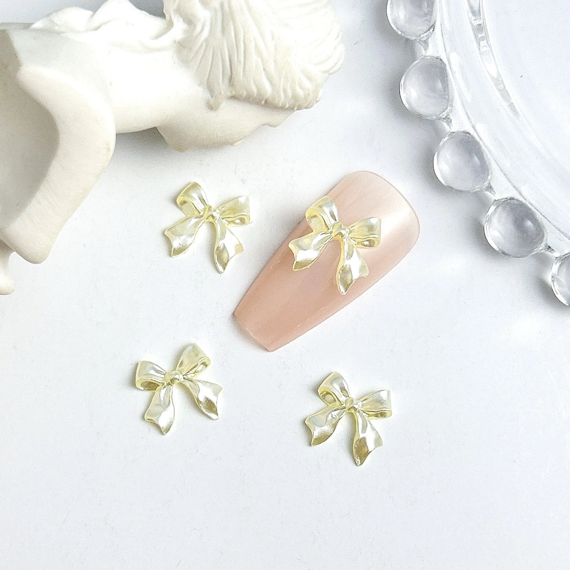 Pearl Color Bow Nail Charms Pink Mix 100pc Parts Resin Bows Nail Art Decoration Accessories Manicure DIY Mini Bowknot Supplies