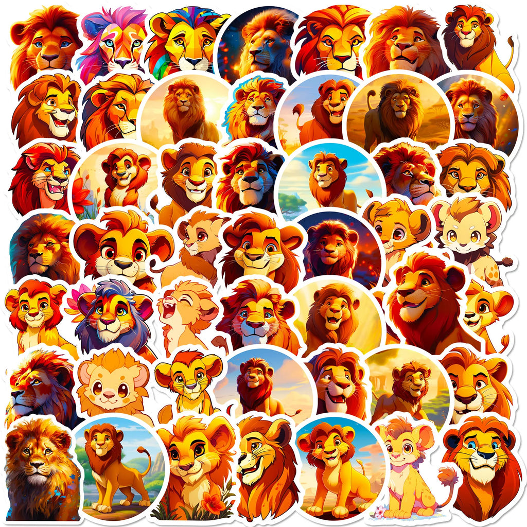 50/100PCS Lion Stickers Cute Cartoon Animal Waterproof Stationery Notebook Reward Stickers