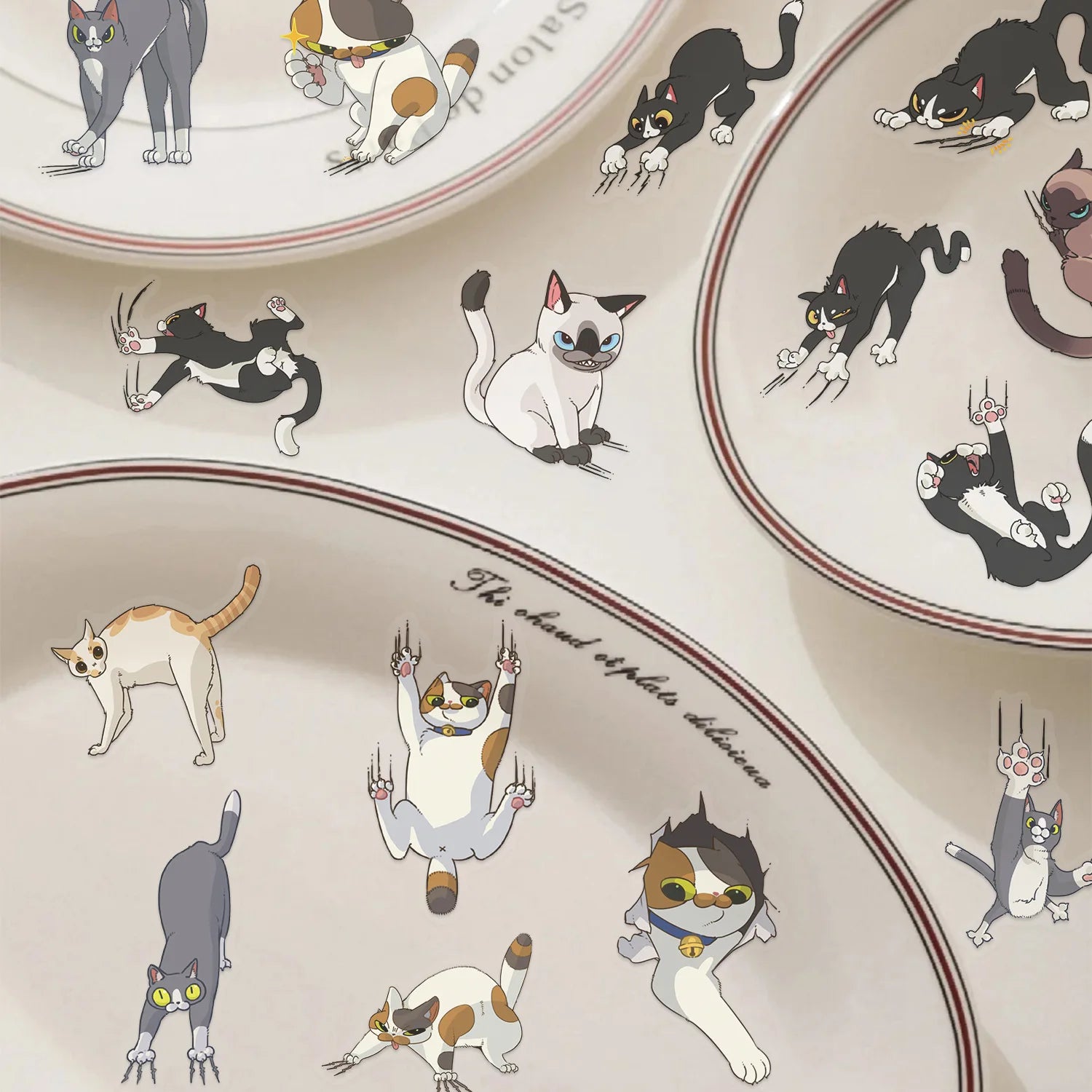 50/100PCS Transparent PET Cartoon Cat Scratch Stickers Self Adhesive Waterproof Decor Guitar Helmet Notebook Stationery Stickers