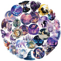 56PCS Kawaii Purple Magic PET Sticky Sticker Aesthetic Tear Open DIY Decoration Scrapbooking School Stationery Supplies