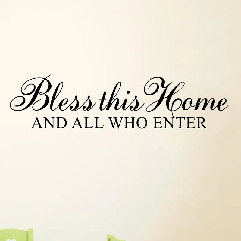 1pc "Bless This Home" Vinyl Wall Decal - Elegant Cursive Lettering, Easy-to-Apply & Remove, Matte Finish for Bedroom, Living Roo