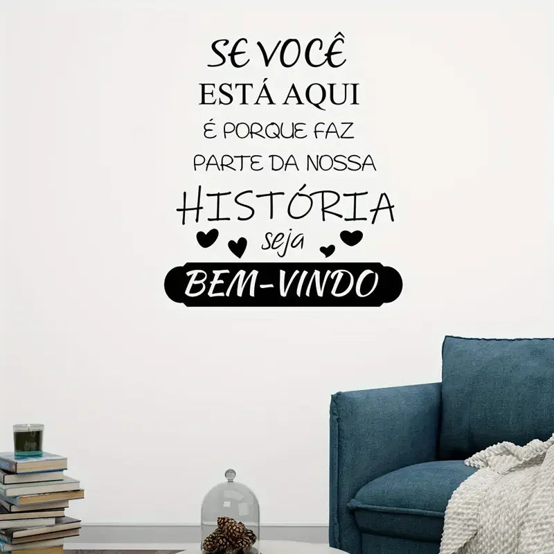 1pc "You Are Part of Our History" Portuguese Wall Sticker - Removable Vinyl Decal with Heart Accents for Living Room, Bedroom, D