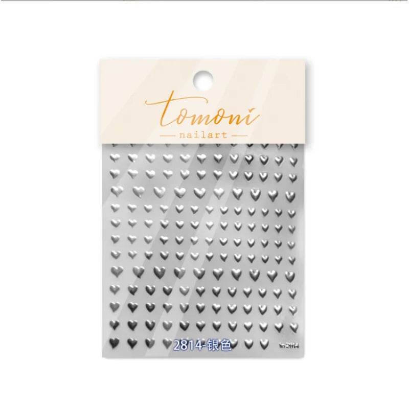 Gold Silver Love Heart Nail Art Accessories Stickers Laser Bronzing Love Self Adhesive Tranfer Slider 3D Nail Sticker DIY Decals