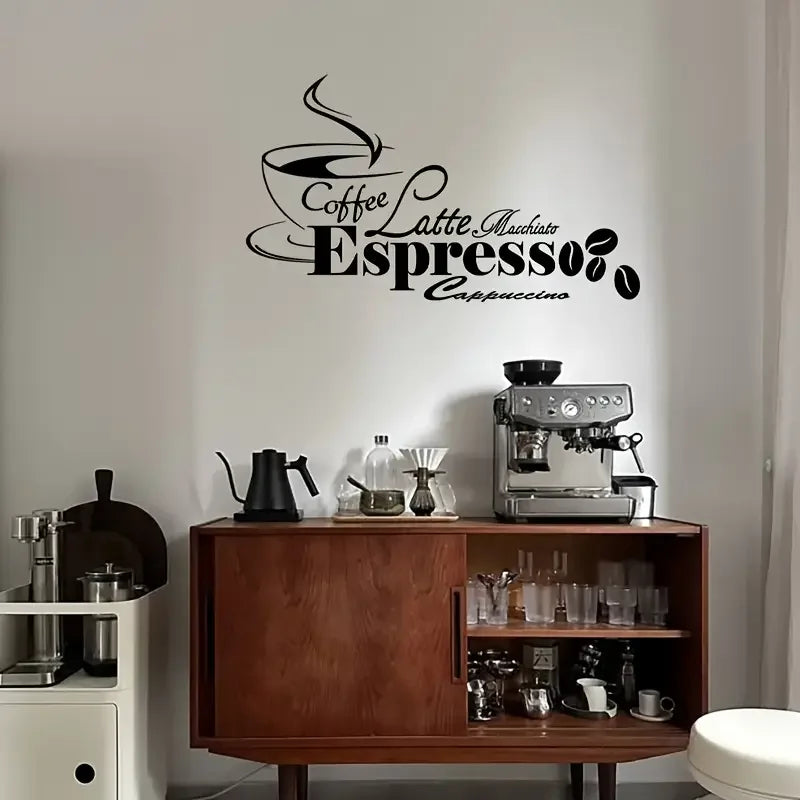 A Removable Self-Adhesive Wall Sticker with a Coffee Theme, Suitable for Decorating The Bedroom, Hallway, Living Room, And Porch