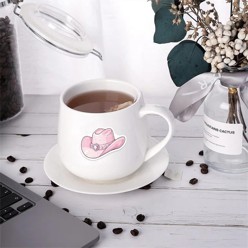 10/30/50PCS Cartoon Light Pink PVC Sticky Sticker Aesthetic DIY Children's Decoration Scrapbooking School Supplies for Kids