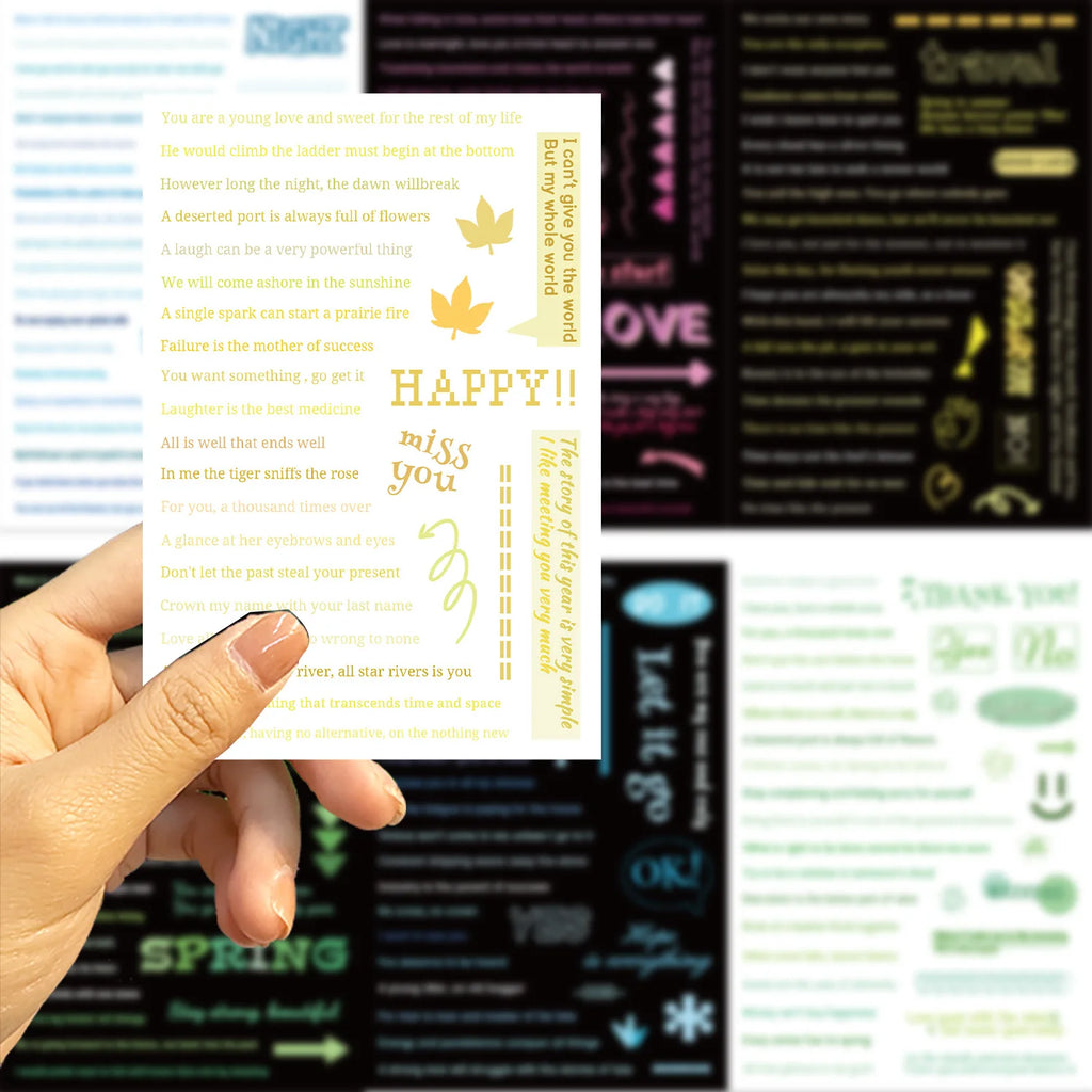 8/16/24PCS Cartoon Text Graffiti Stickers Decorative Guitar Notebook Luggage DIY Waterproof Stationery Stickers