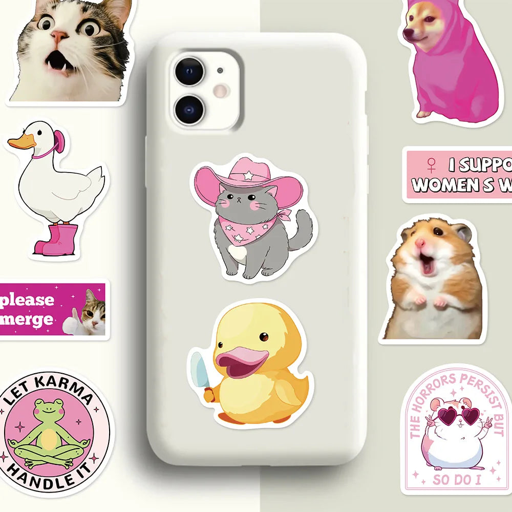 50PCS Pink Funny Stickers Creative Fun Stickers DIY Phone Cases Luggage Tablets Water Cups Fun Toy Stickers