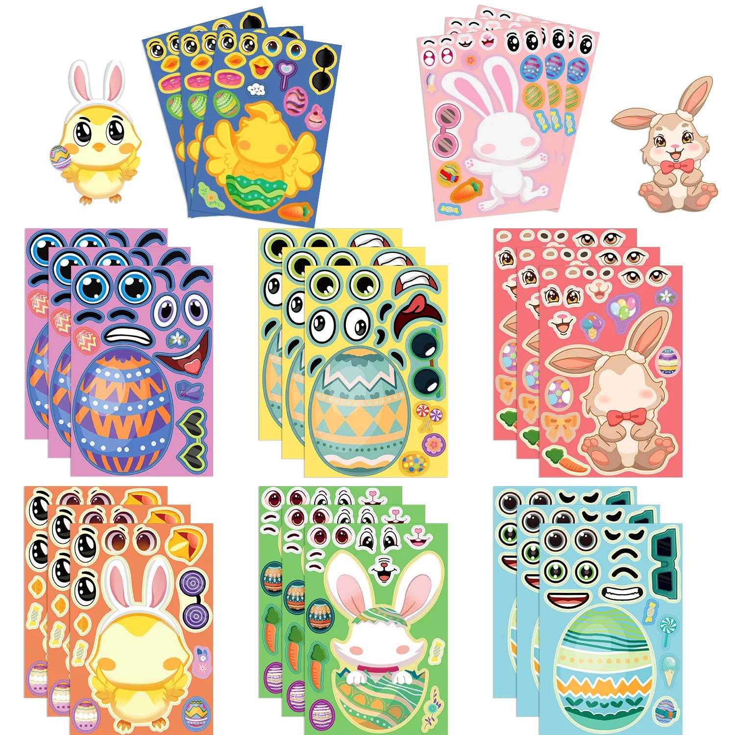 8/24PCS Cartoon Easter Stickers DIY Holiday Bookkeeping Card Cell Phone Decoration Stationary Stickers
