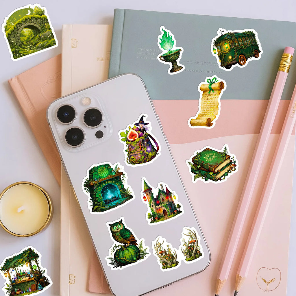 56/112 Pcs Magic Forest Witch Series Self-Adhesive Doodle Stickers for DIY Scrapbook Notebook Helmet Scooter Stationery Box