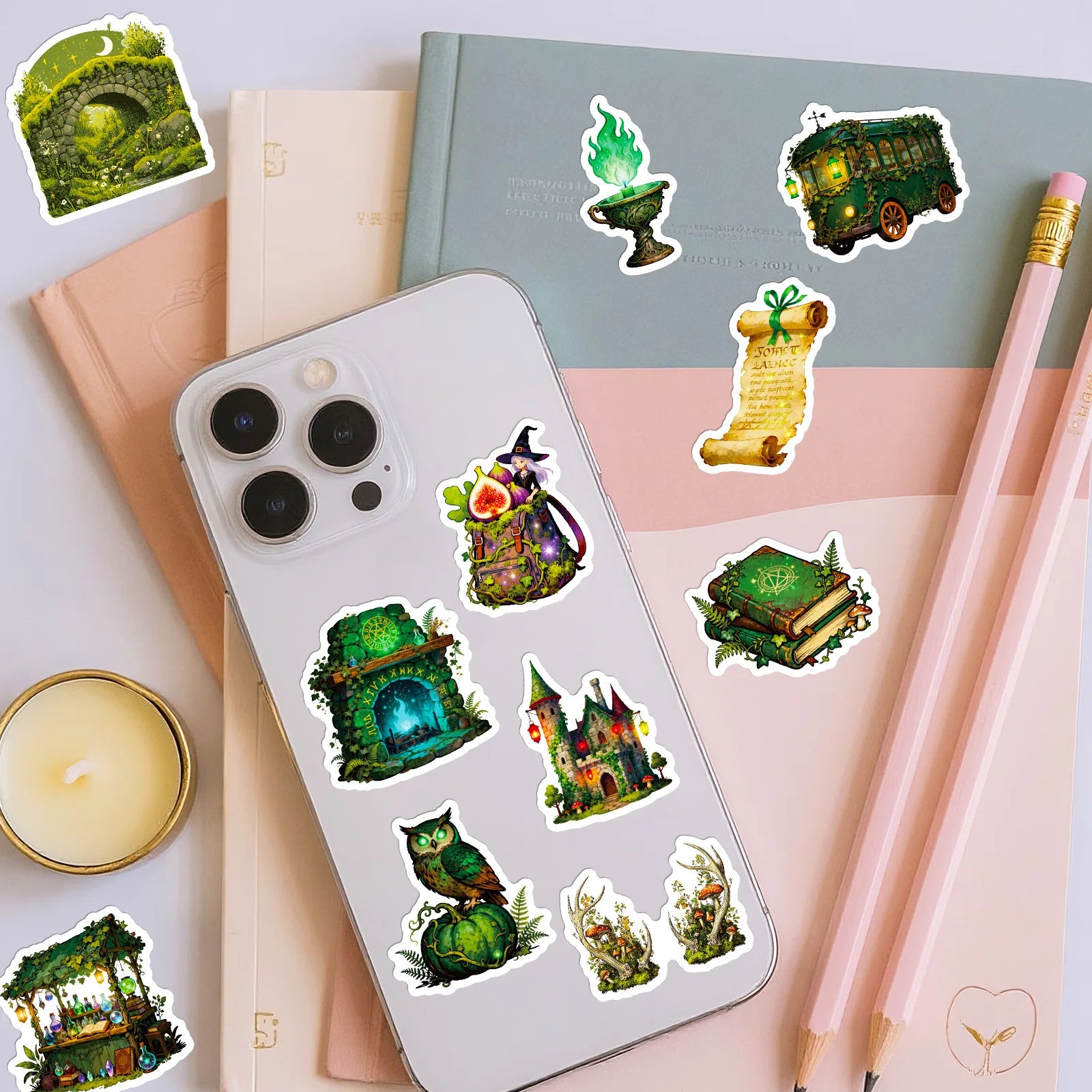 56/112 Pcs Magic Forest Witch Series Self-Adhesive Doodle Stickers for DIY Scrapbook Notebook Helmet Scooter Stationery Box