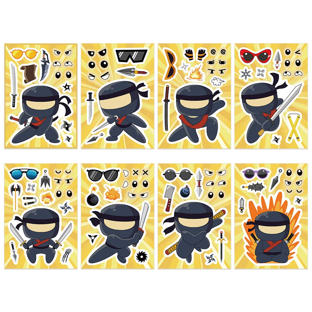 8PCS Ninja Collage Graffiti Fun Puzzle Stickers DIY Phone Case Laptop Water Cup Motorcycle Toy Stickers