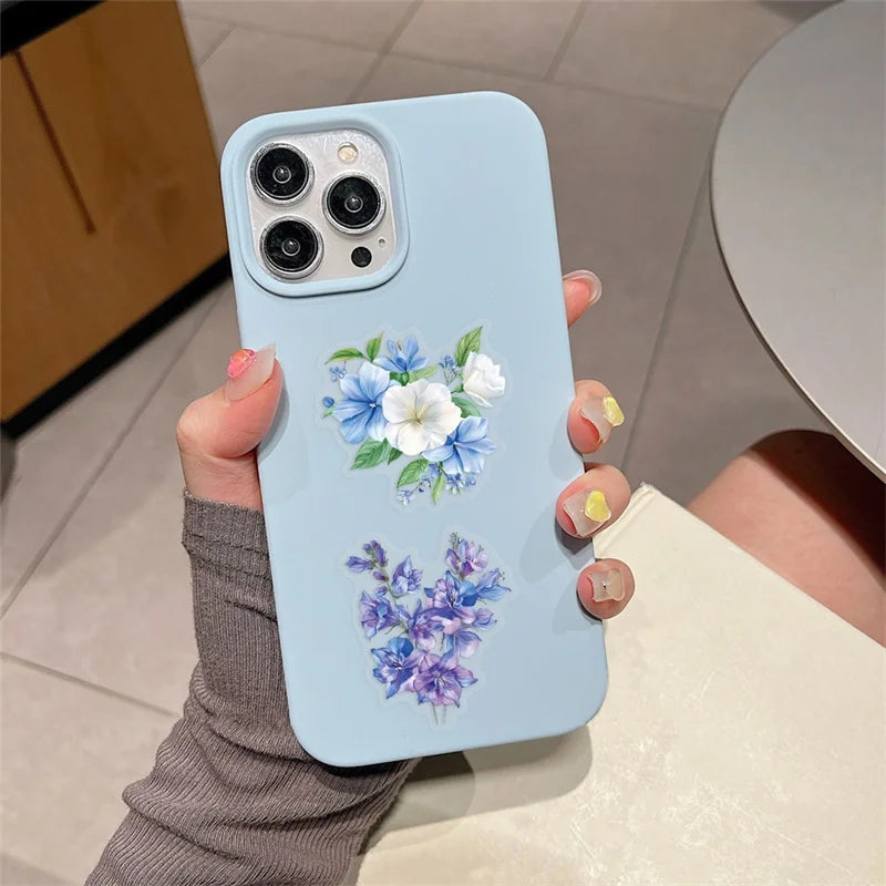 60PCS Kawaii Small Flower PET Sticky Sticker Aesthetic Tear Open DIY Decoration Scrapbooking School Supplies for Kids