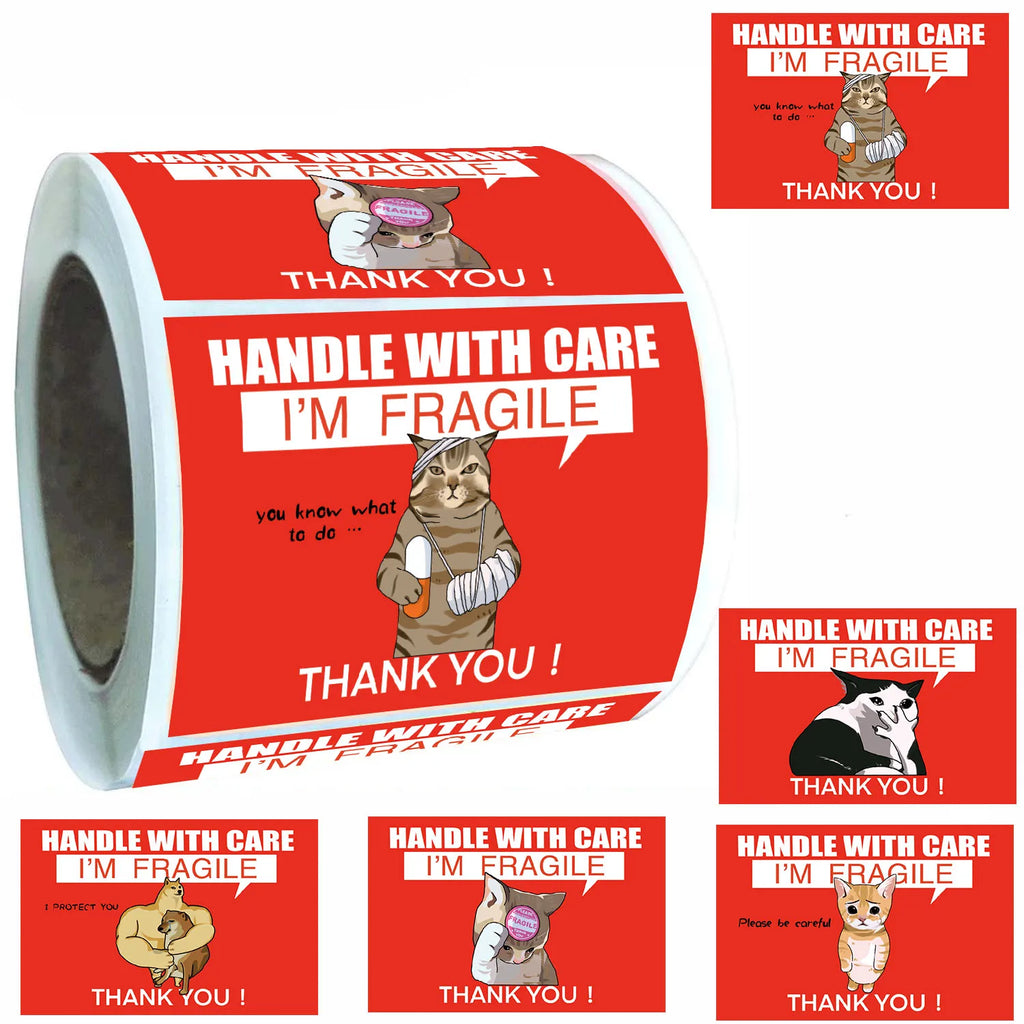 200Pcs/Roll Cute Funny Fragile Meme Print Bicycle DIY Laptop Landscape Gifts Art Coffee Bicycle Retro Graffiti Stickers