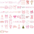 50/100PCS Transparent PET Pink Bow Tie Stickers Painted DIY Phone Decorative Notebook Stationery Stickers