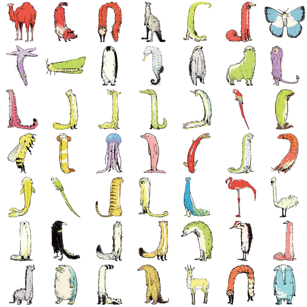 50PCS Cartoon Elongated Animal Creative Stickers DIY Decoration Guitar Stationary Notebook Luggage DIY Waterproof Stickers