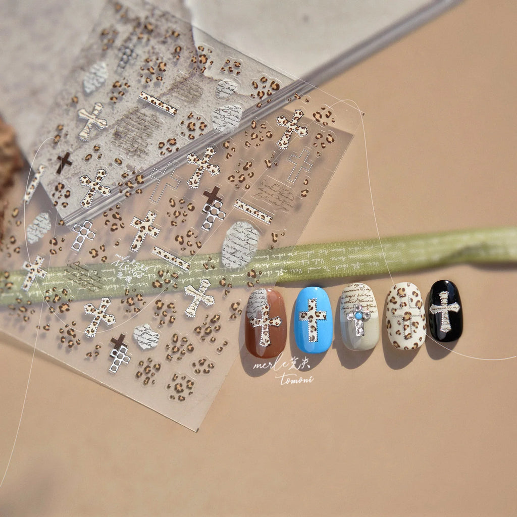 5D Black White Lace Striped Nail Art Stickers Luxury Crystal Diamond Nail Stickers High Quality Pearl Autumn Winter Nails Decals