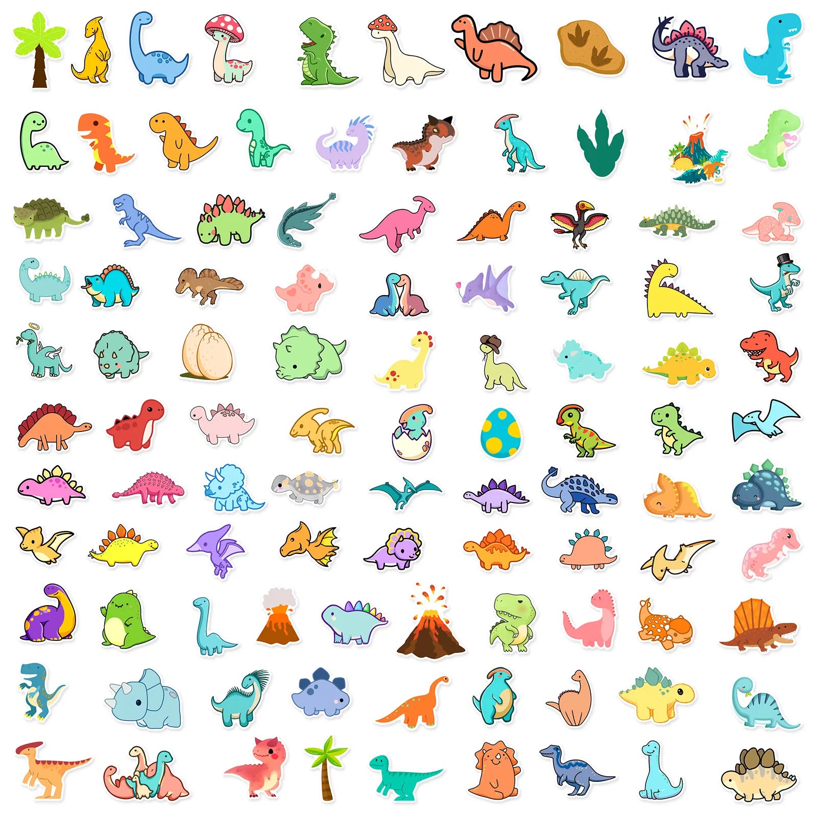 100/200PCS Q Edition Dinosaur Graffiti Stickers Water Cup Creative DIY Skateboard Phone Decoration Stationery Notebook Sticker