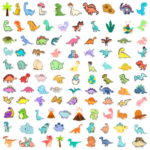 100/200PCS Q Edition Dinosaur Graffiti Stickers Water Cup Creative DIY Skateboard Phone Decoration Stationery Notebook Sticker