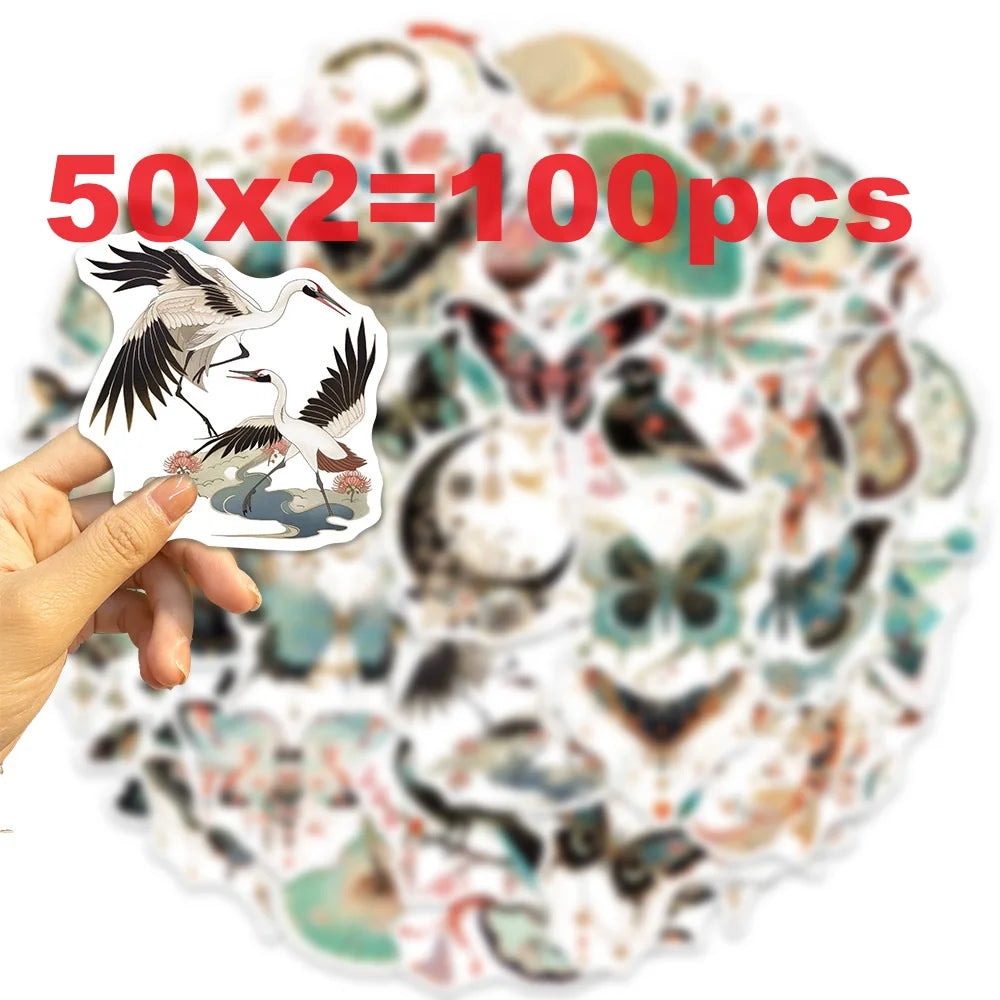 50/100pcs Retro Graffiti Stickers Personalized Decoration Guitar Notebook Luggage DIY Waterproof Stickers