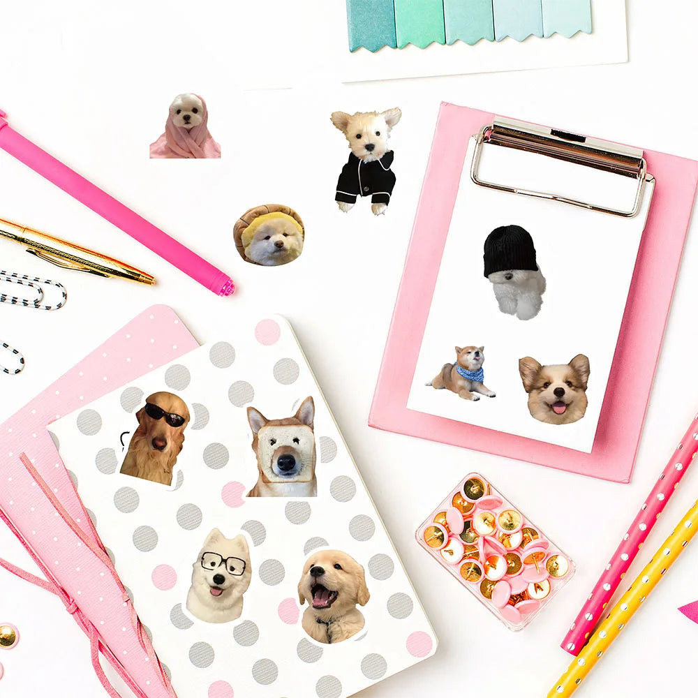 500PCS Kawaii Cute Dog Roll Sticker Cute Waterproof Graffiti Cartoon Cafe Skateboard Car Gift Watercolor Laptop Phone Decals ﻿