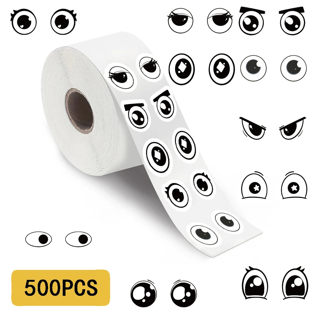 500Pcs/roll Kawaii Small Expression Eyes Cartoon Stickers Cute Gaze Phone Cafe Aesthetic Streetwear Graffiti Bicycle Sticker