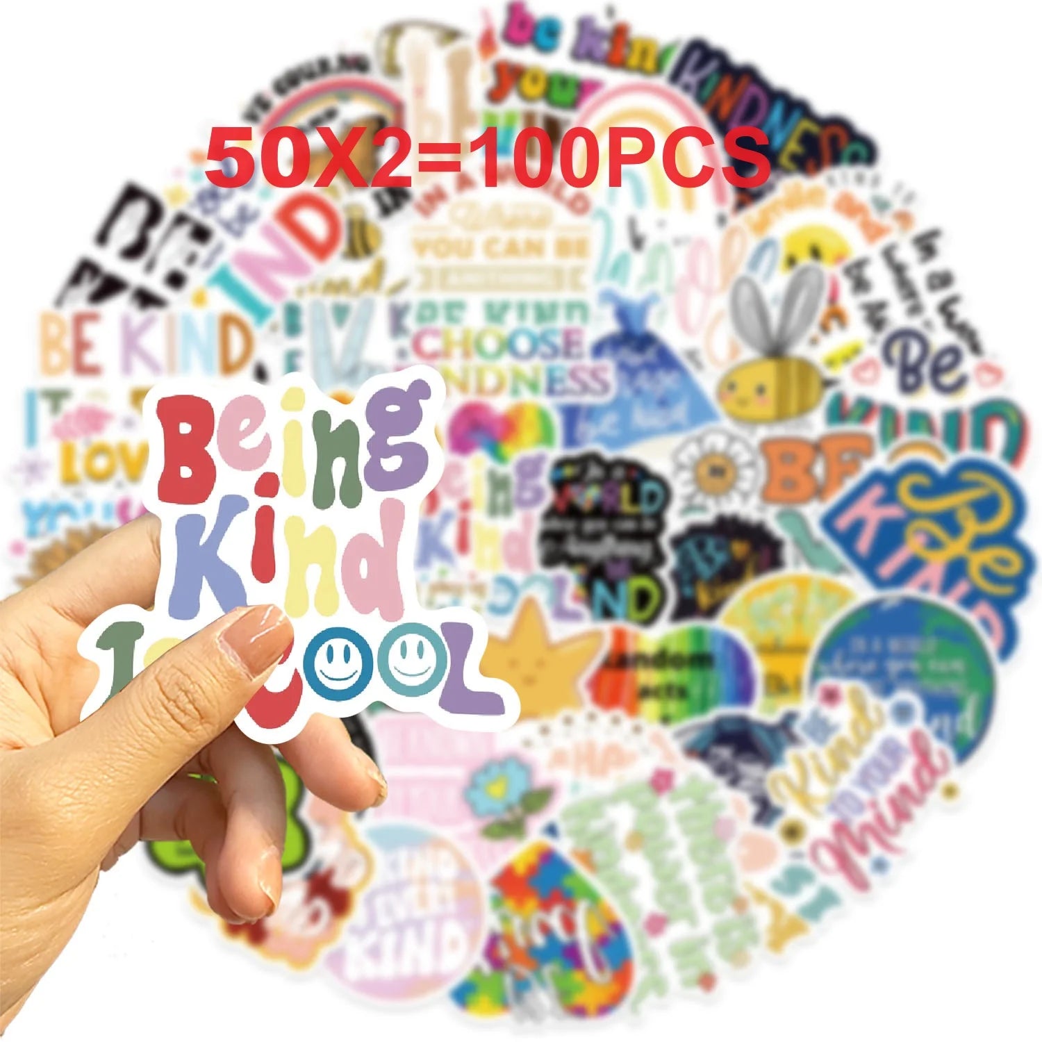 50/100PCS Friendly Psychology Be kind Graffiti Stickers Decorative Guitar Notebook Luggage DIY Waterproof Stickers
