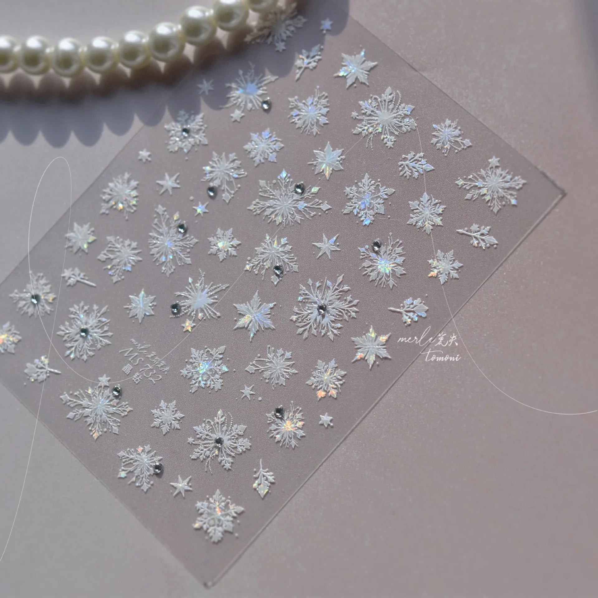 5D Laser Christmas Nail Stickers Crystal Diamond Nail Stickers Retro Gilded Snowflakes Self Adhesive Nail Art Decoration Sticker