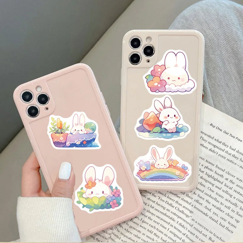 10/30/50PCS Rainbow Rabbit PVC Sticker Aesthetic Children's Korean Decoration Scrapbooking Stationery School Supplies for Kids