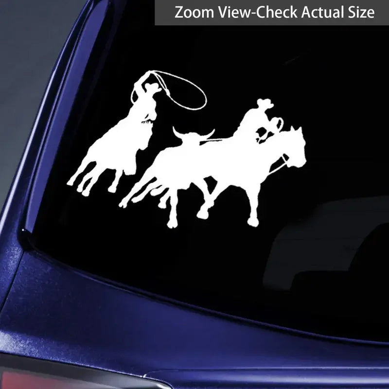 Team Roping Rodeo Western Cowboy Car Sticker For Laptop Bottle Truck Phone Vehicle Paint Fishing Boat Skateboard Decals Automobi