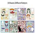 8PCS Cartoon Mexican Day of the Dead Creative Decoration DIY Phone Case Luggage Tablet Puzzle Toy Stickers