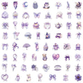 62/124 PCS Transparent PET Purple Graffiti Stationery Notebook Decorative Stickers Luggage Water Cups Scooter Stickers