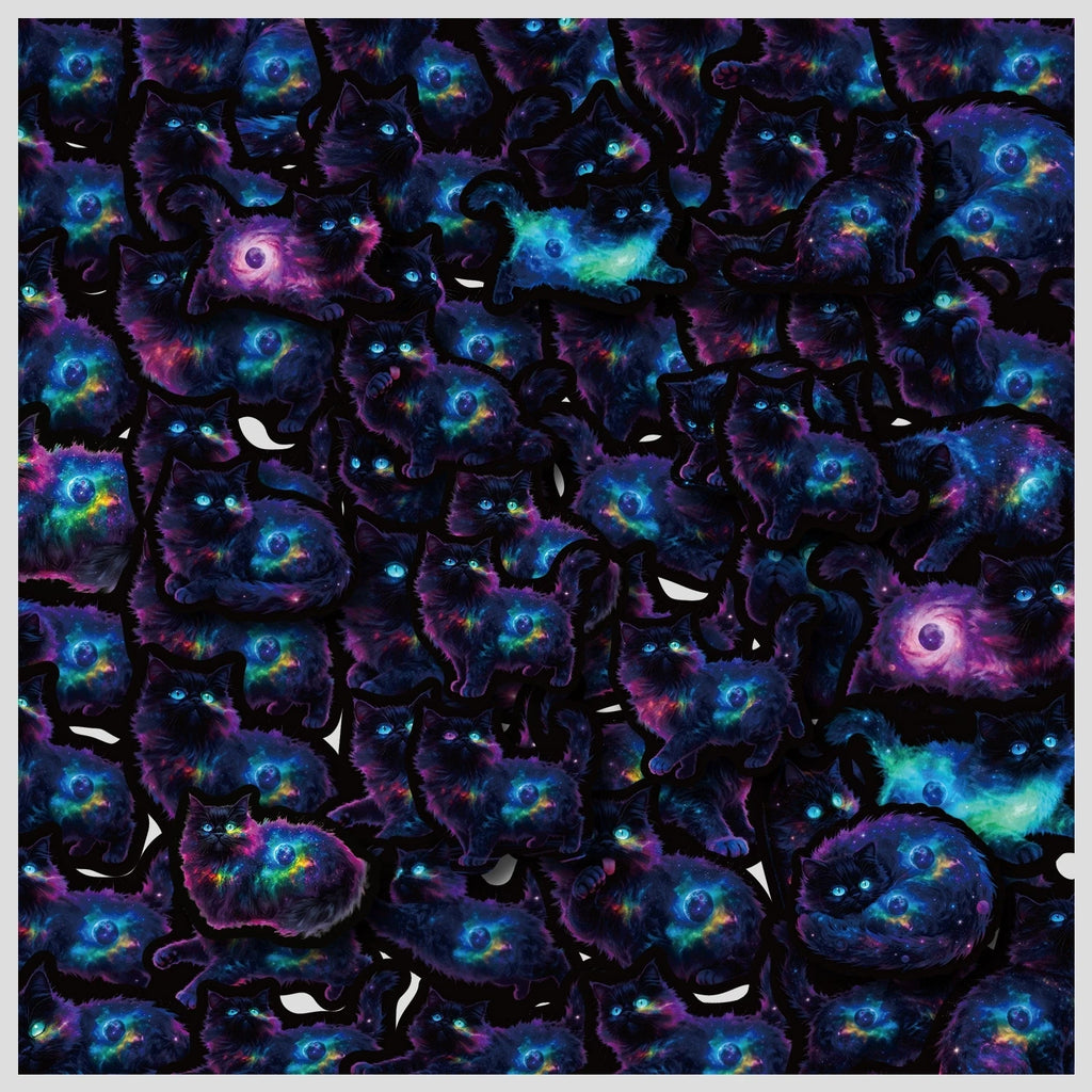 50/100PCS Starry Sky Cat Graffiti Stickers Creative Cartoon Cat Stickers Hand Account Water Cup Waterproof Stickers