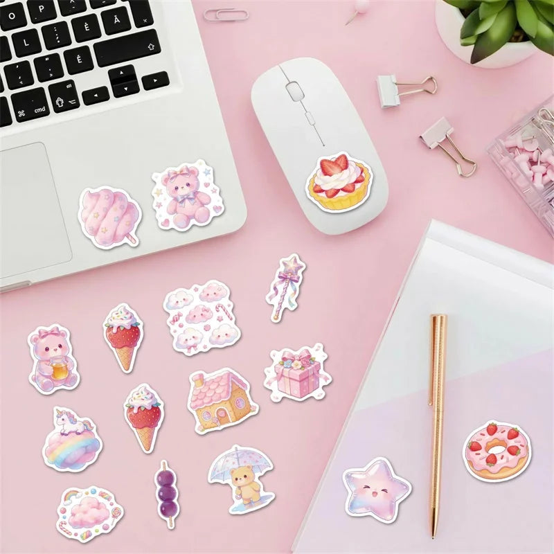10/30/56PCS Abstract Lines Cat PVC Sticky Sticker Stationery DIY Children's Laptop Luggage Skateboard Decoration Scrapbooking