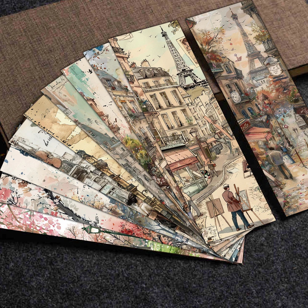 30PCS Romantic Paris Bookmark Laptop Creative Harajuku Home Student Supplies Gifts Reading Book DIY Aesthetic Landscaping Card B