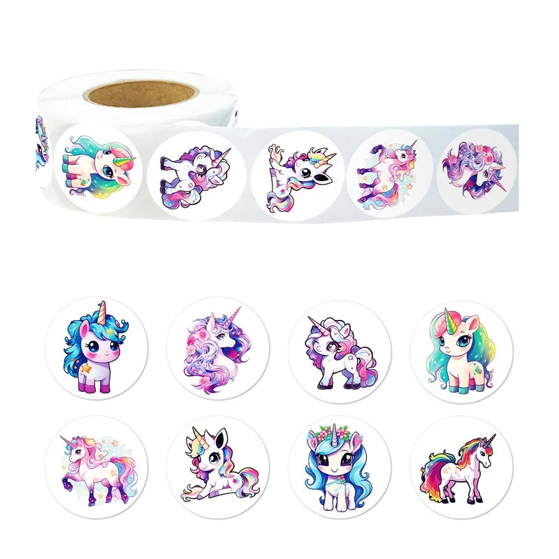 500PCS Kawaii Unicorn Sticky Paper Sticker Labels Thank You Sticker Sealing DIY Decoration Scrapbooking Stationery Supplies
