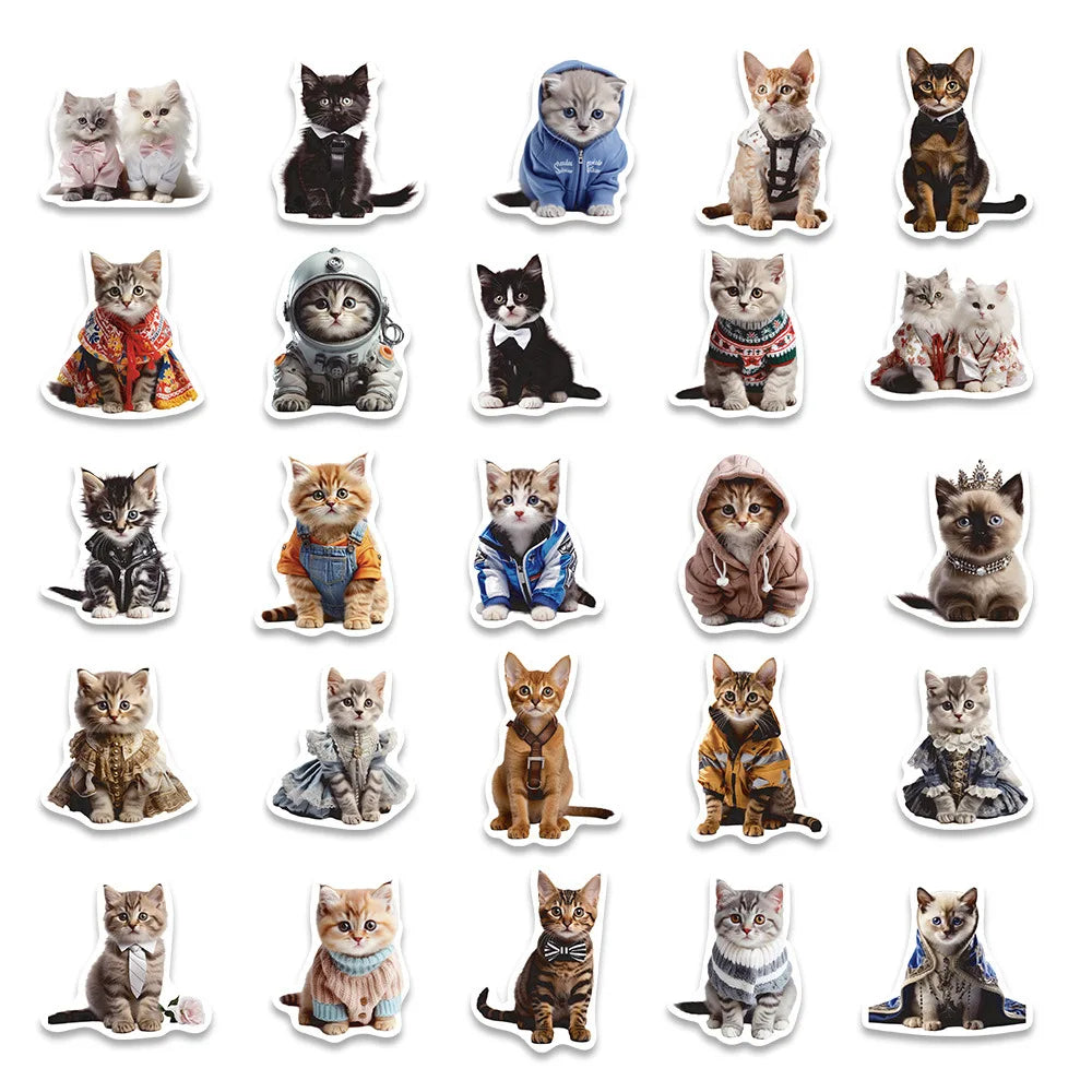 50PCS Cute Cat Animals Kawaii DIY Stickers For Waterproof Skateboard Laptop Phone Diary Car Vinyl PVC Decoration Stickers