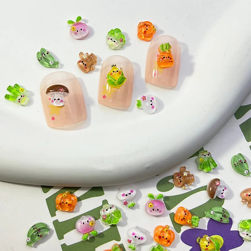 Food Play Candy Nail Art Charms Iridescent Gradient Gold Foil Rainbow Candy Resin Nail Rhinestone Decoration DIY Nails Accessory