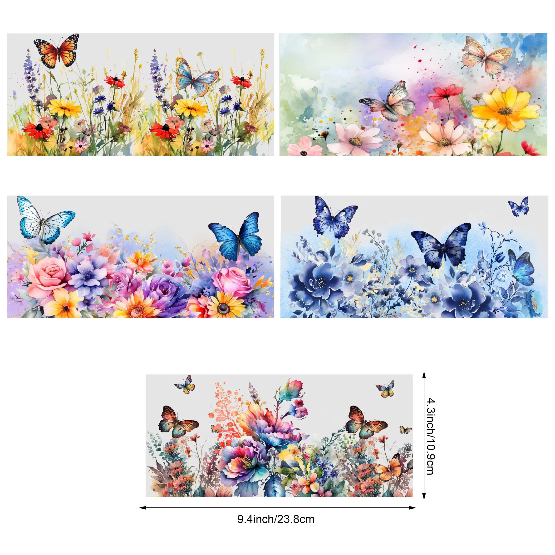 5 sheets of plant UV transfer waterproof self-adhesive stickers for mugs water bottles, DTF transfer stickers for 16 oz glass