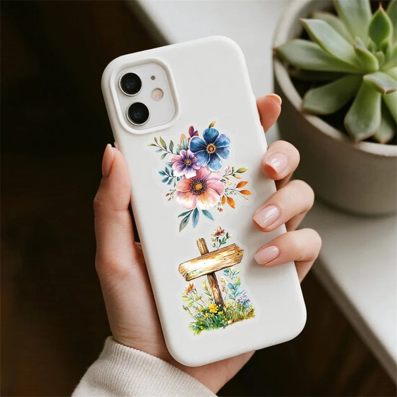 56PCS Beach Trip Transparent PET Phone Sticker Aesthetic Tear Open Decoration DIY Colored Laptop Luggage Graffiti Decals