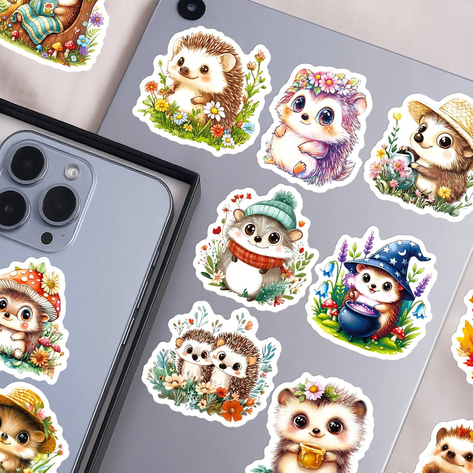 56/112 Pcs Different Poses Animated Style Hedgehog Stickers Reusable for Scrapbook Stationery Box Pen Holder Notebook Phone Deca