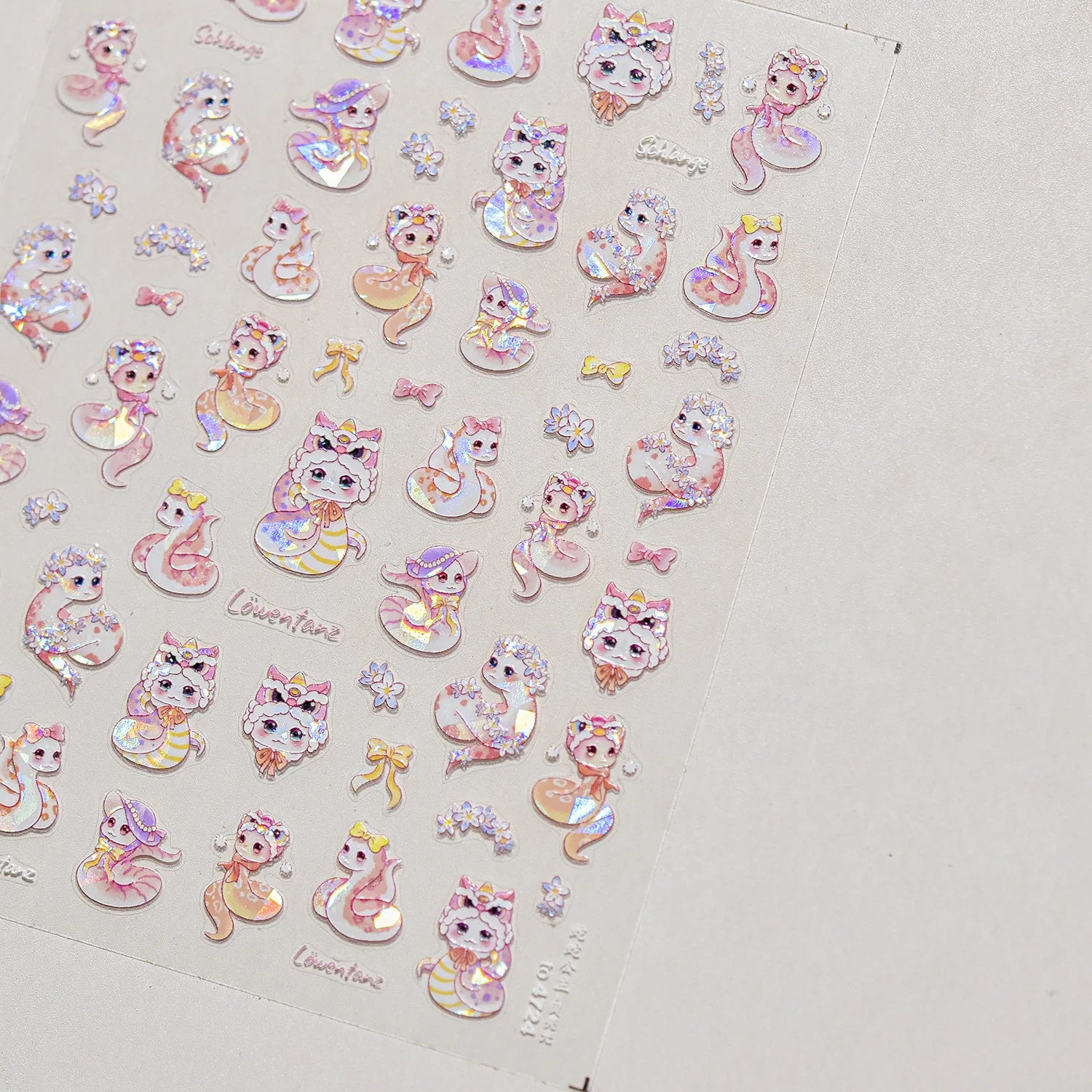 Cute Graffiti Lines Nail Art Stickers 5D Embossed Butterfly Rabbit Nail Art Accessory Stickers DIY Japanese Self Adhesive Decals