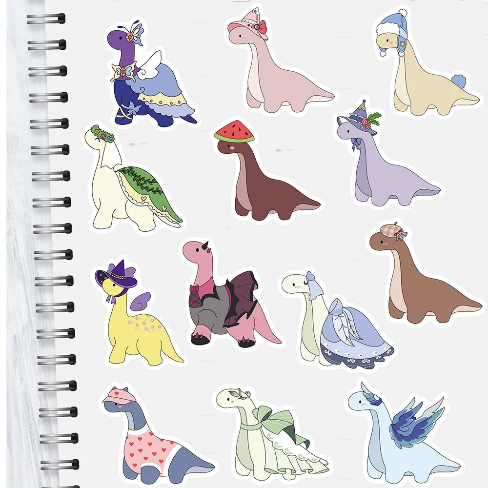 50PCS Colorful Little Dinosaur Stickers Decorative Skateboards Art Picture Gift DIY Phone Bedroom Decals Community Dormitory