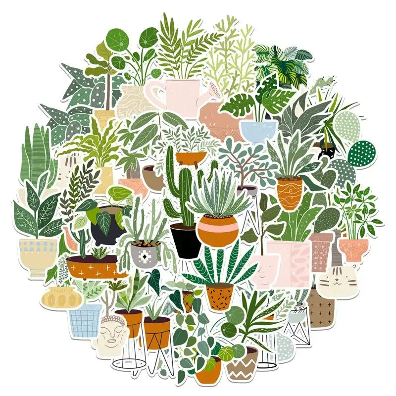 10/30/44PCS Cute Plants Sticker Aesthetic PVC Stationery Children's Sketchbook Sticky Diary Laptop Scrapbook Supplies for Kids