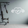 Modern Gym Decor - Heart-Shaped Barbell Vinyl Wall Sticker, Removable Fitness & Bodybuilding Mural for Home and Office