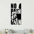 No Pain No Gain Inspirational Quote Wall Sticker - Bold Black & White Fitness Motivational Decor for Home Gym, Bedroom, Living R