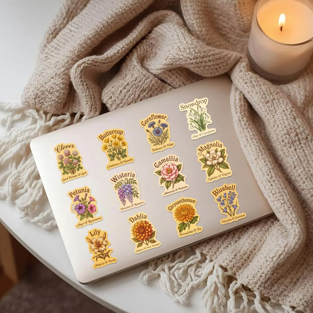 50/100 Pcs Vintage Floral Kraft Paper Style Stickers Aesthetic Waterproof DIY for Phone Suitcase Scrapbook Laptop Creative Decal
