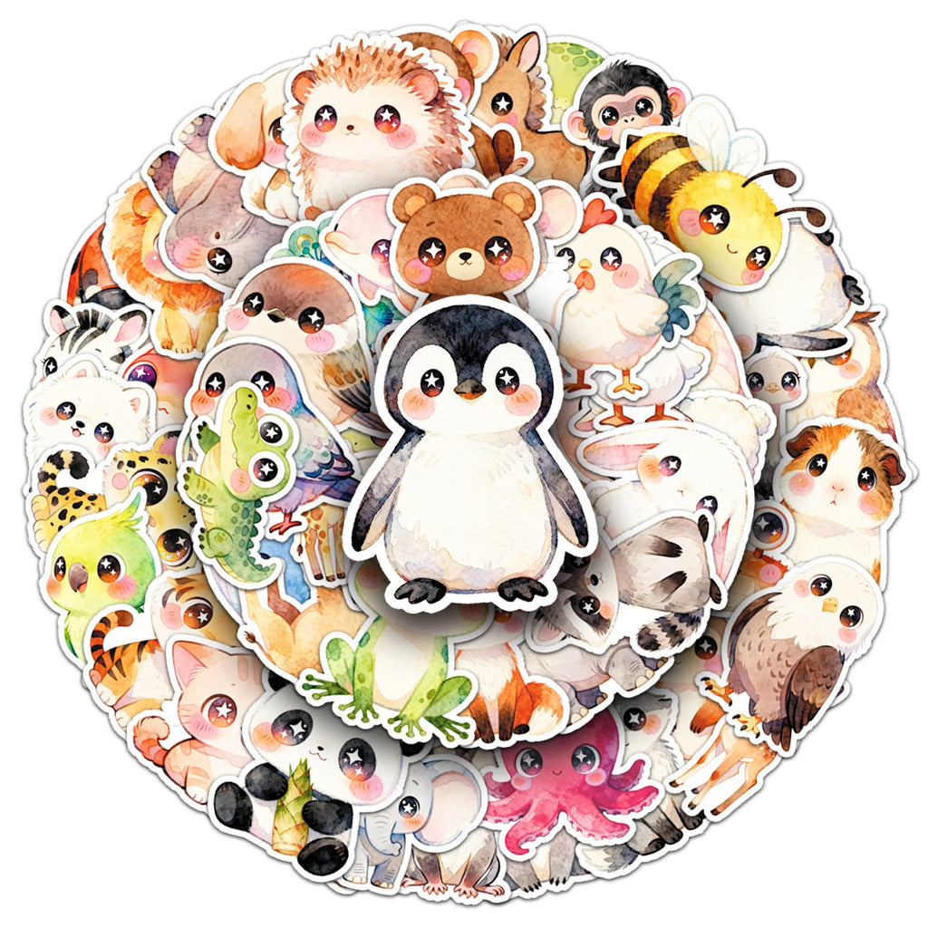 55/110PCS Big Eyes Cartoon Animal Stickers Star Eyes Cute Pet DIY Decoration Notebook Stationery Computer Stickers