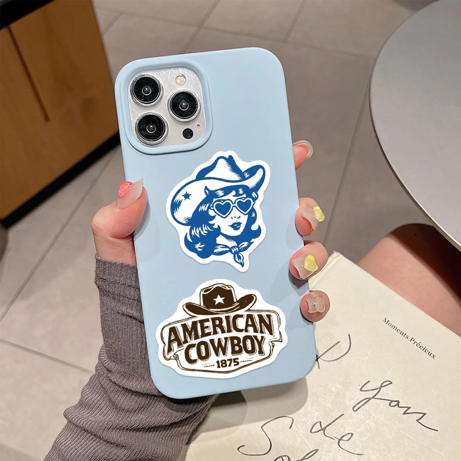 50/100PCS Cartoon Blue Brown Cowboy Doodle Stickers, Waterproof Decals for Phone Laptop Guitar Notebook Stationery