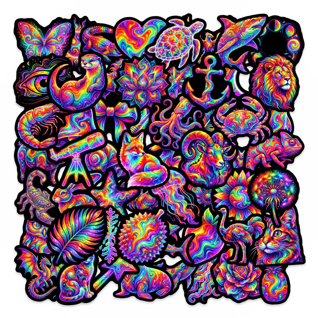50/100 Pcs HD Rainbow Tie Dye Abstract Art Stickers Waterproof Durable for Phone Case Scrapbook Guitar Scooter Helmet Decals
