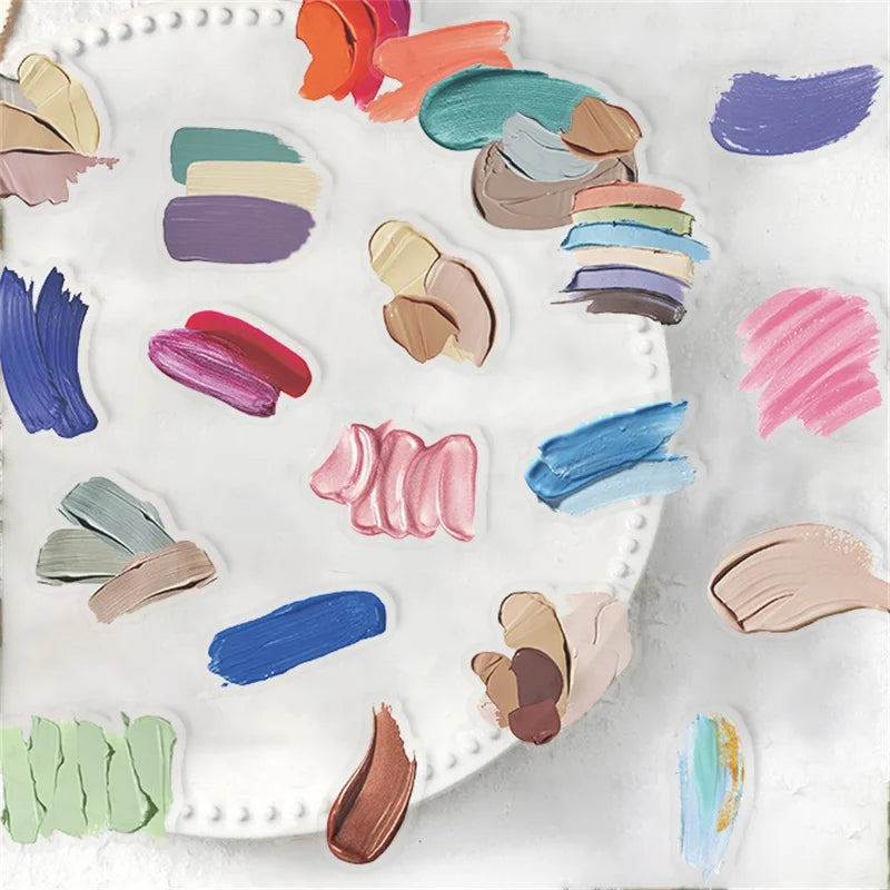 60PCS Watercolor Strip PET Sticky Sticker Aesthetic Tear Open DIY Decoration Scrapbooking School Stationery Supplies for Kids